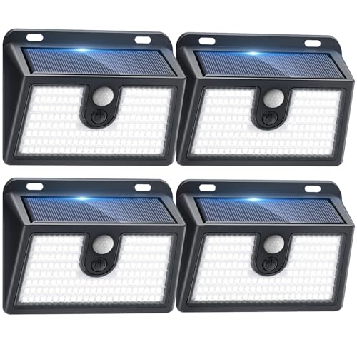 [4 Packs] Solar Motion Sensor Outdoor Lights, Super Bright Solar Lights Outdoor Waterproof, 3 Lighting Modes Security Wall Light for Outside Walking Dog Fence Backyard Deck Garden Door Step Garage - color: Cool White, size: 4 Pack