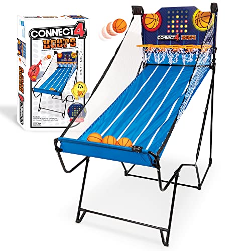 EastPoint Connect4 Hoops Arcade Basketball Game - Blue, Medium - LED Scoring for Kids Games - Foldable Indoor Design for Family Fun - Four-in-a-Row Challenge