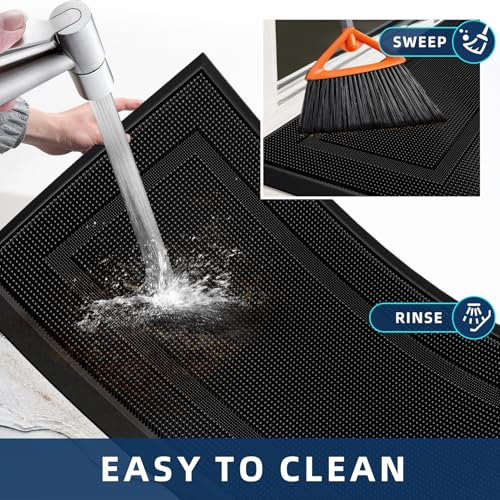 BEHERO Rubber Outdoor Mat, Anti Fatigue Rubber Floor Mats, Non-Slip Front Door Mats Entrance, Heavy Duty Pool Mat Outside for Entryway, Garage Doormat Waterproof, Black - size: 1'5" x 3' (Rectangular)