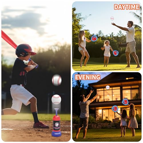 Gifts2U Baseball Toss and Catch Game Set - Indoor Outdoor Sports Toy with 2 Catch Paddles, 3 Sticky Balls, Baseball Bat, Pitching Machine and Storage Bag, Perfect for Backyard Fun Family Games