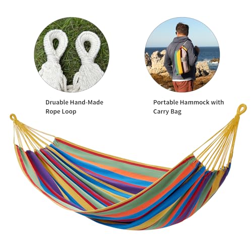 CHULIM Brazilian Double Hammock with Tree Straps,Extra Large 94x63IN,2 Persons Hammock for Backyard Patio Outdoor and Indoor,450lbs Weight Capacity,Soft Woven Cotton Fabric - Tropical - color: Tropical