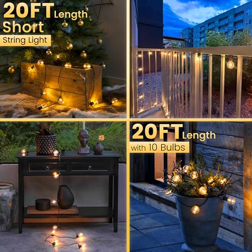 Outdoor String Lights 20FT - LED Waterproof Patio Lights G40 Globe Bulbs Shatterproof, Connectable Hanging Outdoor Lights for Outside Indoor Garden Backyard Deck Porch Party Decor - color: G40-Globe Bulb, size: 20FT Plug-in Version
