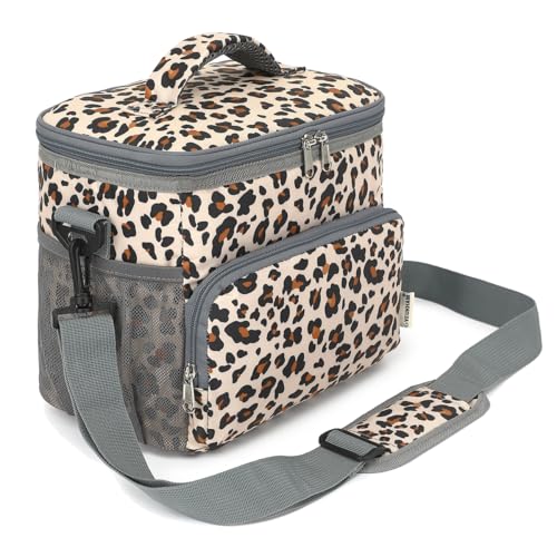 GYEUKHAM Insulated Lunch Bag for Adult/Women/Men, Reusable Lunch Box Cooler Soft Leakproof Tote, Thermal Meal Prep Lunch Pail with Adjustable Shoulder Strap for Picnic/School/Travel/Office, Leopard - color: Leopard-2