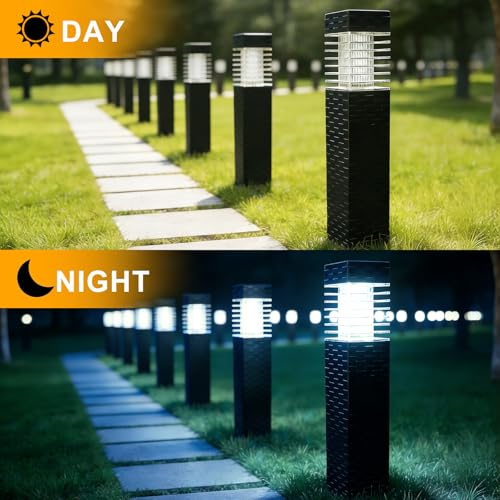 SUNNYPARK Solar Pathway Lights Outdoor, 8 Pack Rattan Pattern Solar Path Lights Waterproof, Outdoor LED Landscape Lights for Walkway, Driveway, Patio, Yard (Cool White) - color: Cool White