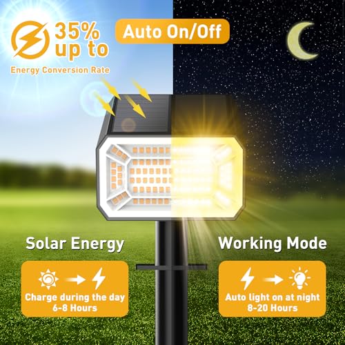Solar Spot Lights Outdoor Waterproof IP65, [4 Pack/100 LED/4 Modes] Solar Landscape Spotlights, Auto On/Off High Lumens Spot Lights for Outside Yard Garden Pathway(Warm White) - color: Warm White, size: 4 Pack
