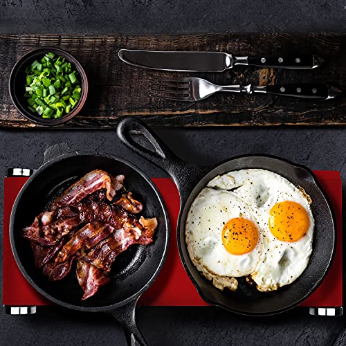 Hot Plate, Techwood 1800W Dual Electric Stoves, Countertop Stove Double Burner for Cooking, Infrared Ceramic Hot Plates Double Cooktop, Red, Brushed Stainless Steel Easy To Clean Upgraded Version, Red - color: Red, size: Red Double Burner