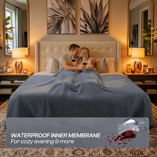 Luciphia 100% Waterproof Blanket for Adults or Large Dogs, Soft Polar Fleece XL Pet Blankets for Bed Couch Protector Washable, Reversible Leakproof Furniture Protection,Dark Grey,Twin 82x90 inch - color: Monaco Stone, size: Twin (82x90 inch)