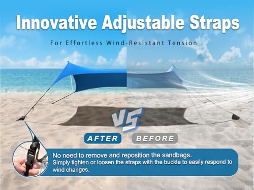 10×10ft UPF50+ Beach Tent Sun Shelter, Windproof Stable Outdoor Pop Up Beach Shade Canopy for Camping, Fishing, Backyard Fun or Picnics, 2 Poles - color: Royal Blue, size: 10×10 FT 2 POLES