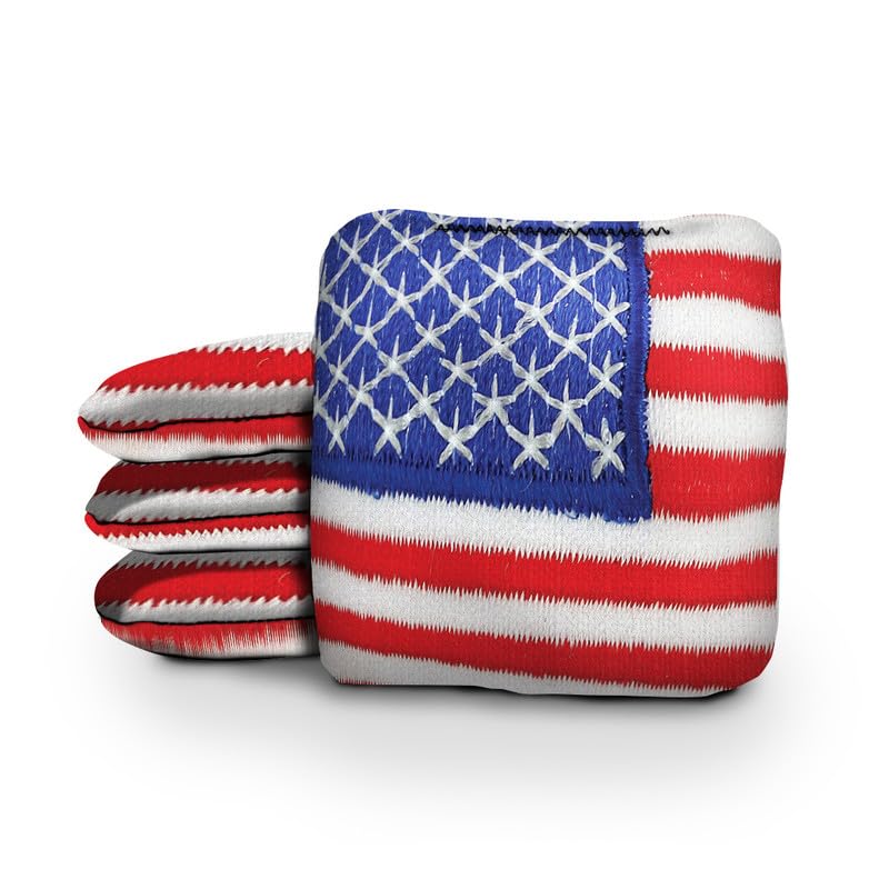 Slick Woody's Official Brand Beer + American Flag Cornhole Bags – Resin-Filled Tournament Performance with Dual Sided Professional Use Fabric- Set of 4 - color: Full Color Flag