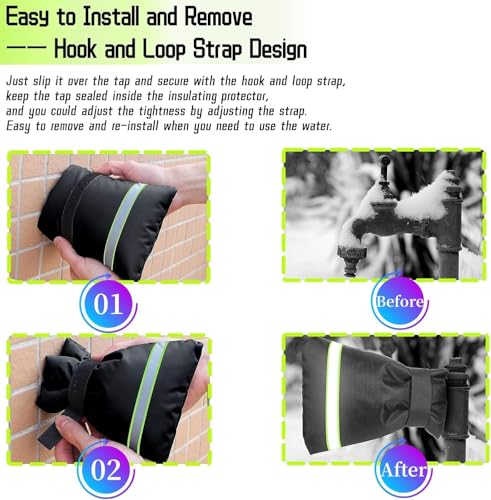 2 Pack Outdoor Faucet Covers for Winter, 15" W x 35" H Outside Yard Hydrant Protector Socks Winter, Insulated Hose Bib Protector Cover, Spigot Pipe Cover Freeze Protection Black - size: 15" W x 35" H - 2 PACK