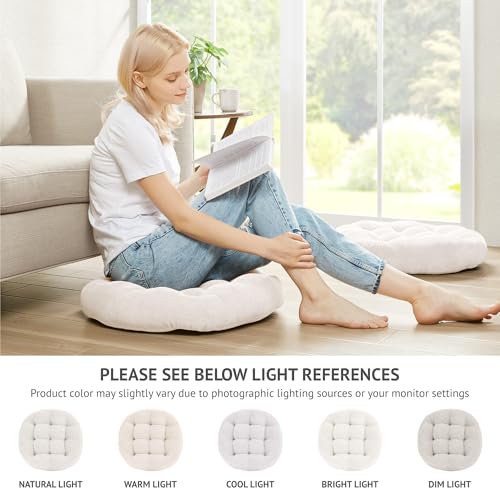 Degrees of Comfort Meditation Floor Pillow, Round Large Pillows Seating for Adults, Tufted Corduroy Cushion for Living Room Tatami, Beige 22 Inch - color: Round | Beige | 1 Pack, size: 1 Pack