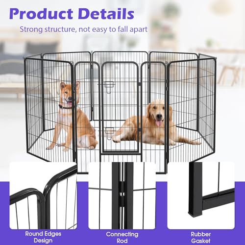 FDW Dog Playpen Dog Pen Dog Kennel 8 Panels 40 Inch Hight Indoor Outdoor Folding Metal Portable Puppy Exercise Pen Heavy Duty Dog Fence for Yard Camping,Black - style: 8 Panels