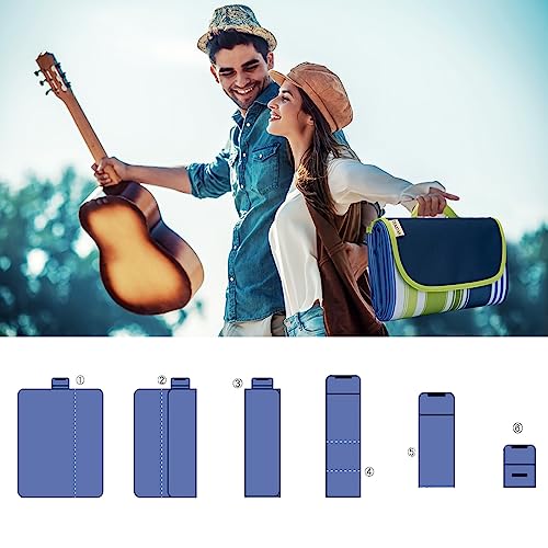 Picnic Blankets Extra Large Beach Blanket Waterproof Sandproof Outdoor Blanket for Grass Sand Free Beach Mat Picnic Mat Foldable 80" X60 for Camping, Hiking Travel Sand Park - color: Dark Blue, size: 5' x 6'8" (Rectangular)