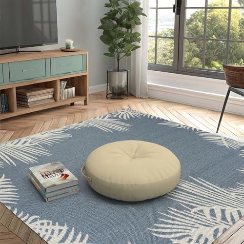 Covers & All Sunbrella Round Seat Cushion with Handle, Plush Outdoor Pillows and Chair Cushions for Home or Patio (26 x 5 Inch, Canvas Antique Beige) - color: Canvas Antique Beige, size: 26 x 5, style: Handle