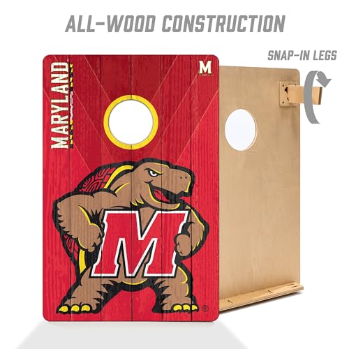 YouTheFan NCAA 2’ x 3’ Wood Cornhole Game with Logo Bags - color: Maryland Terrapins, size: 2' X 3'