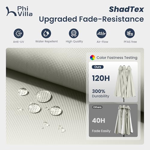 PHI VILLA 15ft Large Patio Umbrellas with Base Included, Outdoor Double-Sided Rectangle Market Umbrella with Stand, Outside Umbrellas for Poolside Lawn Backyard, Ivory - color: Ivory