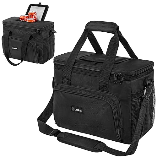 OPUX Soft Cooler Bag, Insulated Collapsible Lunch Cooler Tote for Men Work Camping Beach Travel, Portable Soft Sided Leakproof Waterproof Large Lunch Bag Box with Shoulder Strap 30 Cans, Black - color: Black, size: 30 Cans