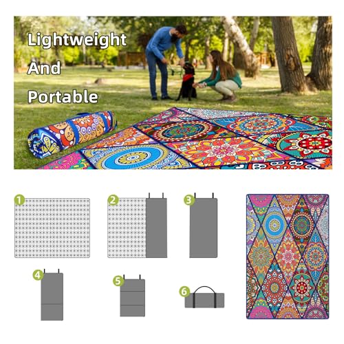 Waterproof Picnic Blankets Foldable & Portable 60''x80'' Boho Picnic Mat for Outdoors, Large Washable Picnic Blanket for Travel Camping Beach, Park Grass Picnic Blanket Accessories for Adults - color: Picnic Mat 03, size: 60" x 80"