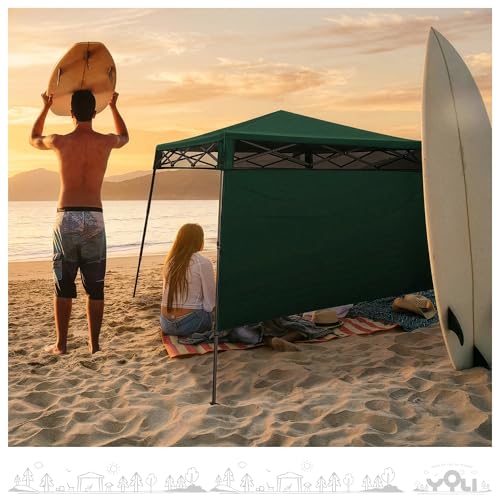 YOLI Go!Shade 36 Instant Pop-Up Canopy, 7x7 Lightweight Backpack Shelter with Attached Wall & UV Protective Top - Deep Forest Green