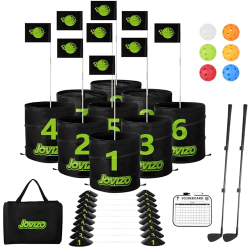 Golf Chipping Game with 2 Retractable Clubs & 9 Holes, Portable Golf Set for Adults Kids, Outdoor Indoor Sports Practice Toy Gift for Family Play Yard, Backyard, Lawn, Beach - style: 9 Holes