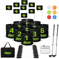 Golf Chipping Game with 2 Retractable Clubs & 9 Holes, Portable Golf Set for Adults Kids, Outdoor Indoor Sports Practice Toy Gift for Family Play Yard, Backyard, Lawn, Beach - style: 9 Holes