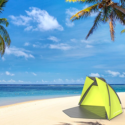 Beach Tent Sun Shelter for Shade with UV Protection, Water and Wind Resistant, Easy Set Up and Carry Bag by Wakeman Outdoors (Yellow)