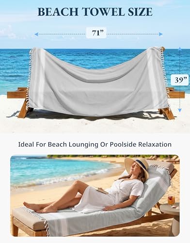 LANE LINEN Large Pool Towels, XL Beach Towel, Pre-Washed, No Shrink, Quick Dry Oversized Beach Towels, Stylish Beach Towel for Women, Sand Free Towel, 39"x71" - Grey - color: 10: Grey, size: Pack of 1