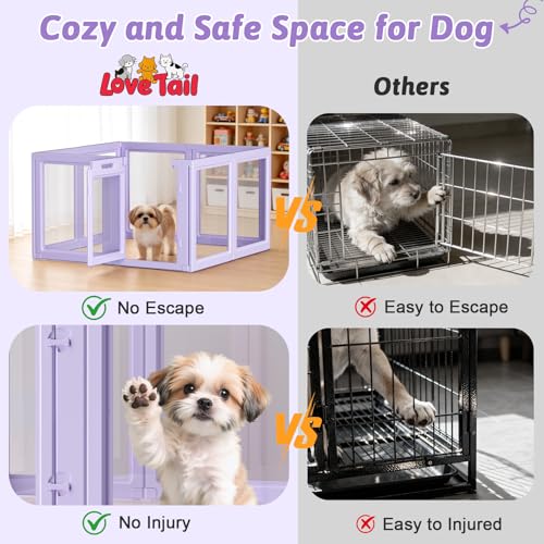 DIY Clear Acrylic Dog Playpen House,Quick Easy Assembly and Disassembly,Strong Floor Suction,Indoor and Outdoor Use,Easy Cleansing Puppy Fence (Purple, 23.6" H, 8PCS) - color: Purple, size: 23.6"H