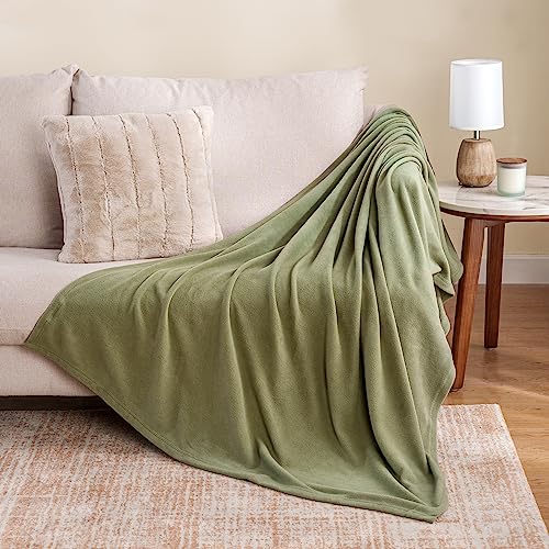 Berkshire Blanket Microfleece Throw Size Bed Throw Blanket Dark Sage Green,Lightweight Soft Breathable Plush Micro Fleece Throw Blanket for Travel,Bed and Couch,50x60 Inches - color: Dark Sage Green, size: Throw/Throw XL