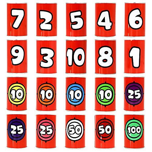 JOYIN 13 Pcs Carnival Party Can Toss Game, Sturdy Knockdown Can, Bean Bag Toss Game for Birthday Party, Family Activities, Indoor and Outdoor Play, Carnival Prizes Classroom Gifts (Number Style) - style: Number