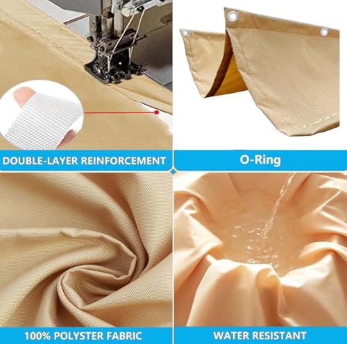 Sun Shade Sail Retractable Wave Waterproof 3' x 5' Shade Cloth Waterproof Outdoor Garden Patio Pergola Sunscreen Awning Canopy 95% UV Block with Rope for Yard Deck Lawn Carport Sand