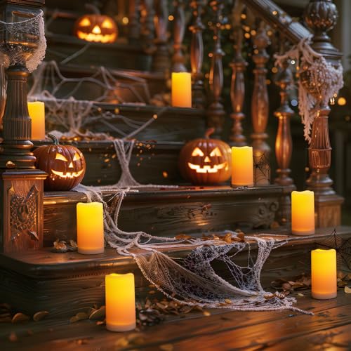 Homemory Solar Candles Outdoor Waterproof, 3"x6" Rechargeable Solar Powered Lights, Flameless Flickering Dusk to Dawn Sensor Outdoor Pillar Candles for Halloween, Lanterns, Garden, Patio, Porch - size: D3"xH6", 2 Pcs, Plastic