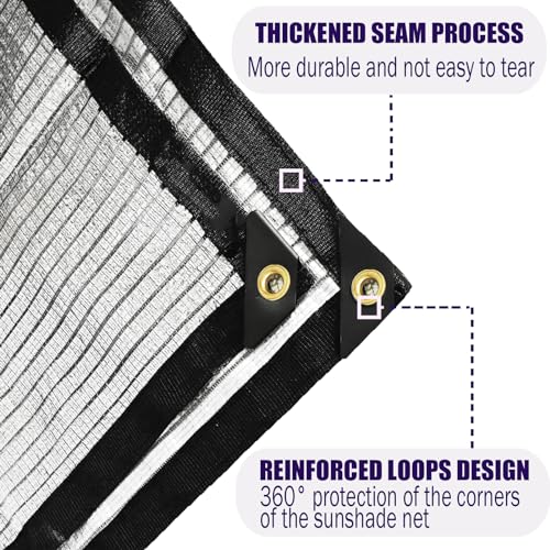 E.share 80%-85% Aluminum Shade Cloth, 10ft X 10ft Silver Heat Reflective Mesh Tarp with Grommets, Sun Block Privacy Cover for Outdoor Pergola, Patio, Garden, Greenhouse, Balcony, Car, Pet, Lawn - size: 10ft X 10ft