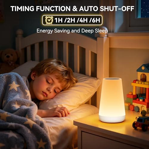 Auxmir Rechargeable LED Night Light, Touch & Remote Control Bedside Lamp with 13 Colors, 5 Brightness Levels, Portable Table Lamp for Kids Baby Nursery, Bedroom, Bathroom, Camping, White - color: White
