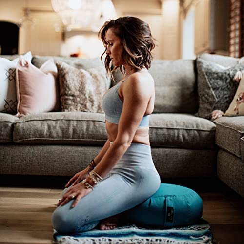 Hugger Mugger Zafu Meditation Cushion - Support in Cross-Legged Sitting, Buckwheat Filled, Durable Fabric, Convenient Handle, Handmade in USA - color: Brown