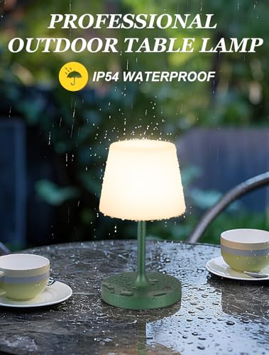 Kakanuo Green Cordless Shower Lamp Waterproof, Rechargeable Cordless Lamp with 4000mAh Battery, Touch Dimmable Table Lamp for Outdoor, Kitchen, Bathroom, Camping, Patio, IP54 - color: Green