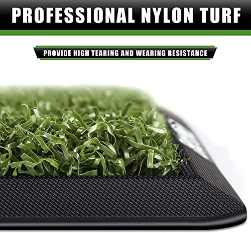 CHAMPKEY Premium Synthetic Turf Golf Hitting Mat | Heavy Duty Rubber Base Golf Practice Mat | Come with 1 Rubber Tee and 9 Plastic Tees - size: S (8.5" x 17"), style: PRO Version