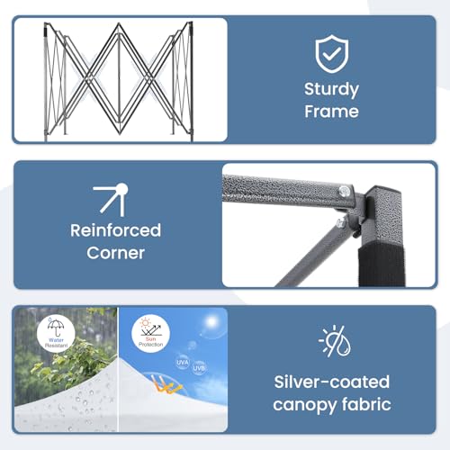 NEWBULIG 10x10 FT Pop Up Canopy Tent, Heavy Duty Outdoor Sun Shade Shelter with Sand Bags, Portable Instant Canopy for Camping, Beach, Backyard, Patio, Classic White - color: Classic White, size: 10x10FT
