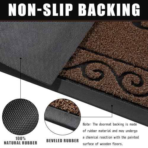 Yimobra Welcome Mat, Heavy Duty Sturdy Door Mats for Home Entrance Outdoor Indoor, Front Doormat for Outside Patio Floor Entry Porch Garage Office, Waterproof, Low Profile, 36x24, Coffee - color: Coffee, size: 36x24 Inch