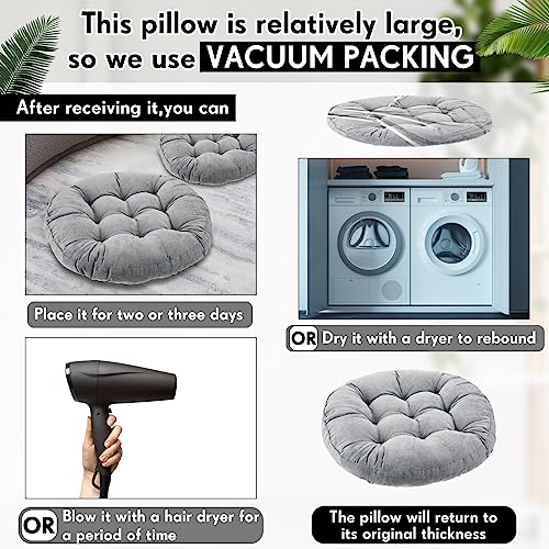 Jerify Floor Pillow Cushions Large Round Square Large Meditation Floor Pillow for Classroom Adult Meditation Picnic Party Seating Learning Daycare School(Round,Light Grey,4 Pcs) - color: Light Gray, size: Round
