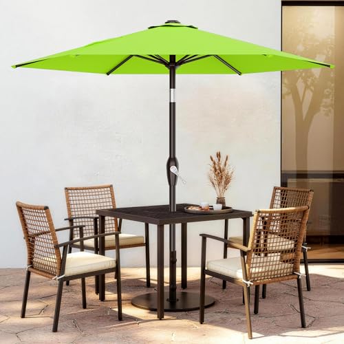 AreShark 7.5FT Patio Umbrella Table Market Umbrella with 6 Sturdy Ribs, Button Tilt/Crank Heavy-Duty Round Outdoor Umbrellas for Garden, Deck, Backyard,and Pool, Apple Green - color: Apple Green, size: 7.5FT