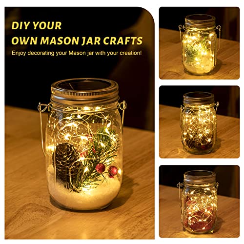 HXWEIYE 8 Pack Solar Mason Jar Lights Lanterns,Jars & Hangers Included，30LED Waterproof Hanging Outdoor Fairy Lights for Patio Garden Porch Yard Backyard Balcony Wedding(Warm White)