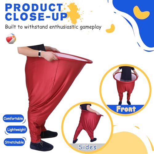 Granny Pants Yard Game Set for Adults, Oversized Granny Pants with 5 Bouncy Balls and 1 Pump, Giant Stretchy Pants, Fun Tossing Games Props for Outdoor Parties, Group Gatherings and Family(Red) - color: Red, size: Large