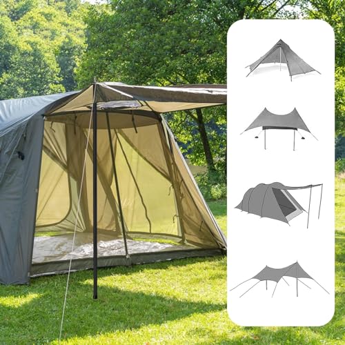 SANLIKE Aluminum Tent Poles for Tarp - 75in Collapsible Poles for Awnings, Canopy, Rain Fly, Shelter - 4 Sets-5 Sections - color: Black-5 Sections-4 Set