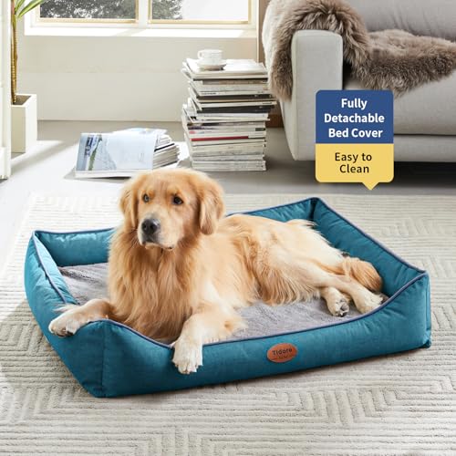 Tidore Orthopedic Dog Beds for Medium Dogs, Durable Egg Crate Foam Sofa Dog Bed wit Washable Removable Cover,Waterproof Lining,Pet Bed for Large Dogs (Peacock Blue, 39.4" L x 31.5" W x 7.4" Th) - color: Peacock Blue, size: 39.4"L x 31.5"W x 7.4"Th