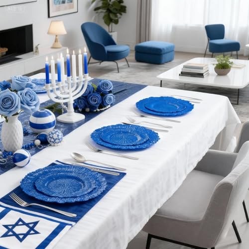 DaYammi 60Pcs Blue Plastic Plates - Sapphire Blue Plates Disposable & Reusable - Heavy Duty Plastic Plates for Party Including 30 Dinner Plate,30 Dessert Plate for Weddings,Dinner - color: Sapphire Blue