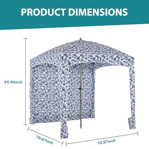 OLIXIS 6'×6' Beach Cabana Tent Sun Shelter – UPF 50+ Easy Setup Cool Canopy Tent Sun Shade with Side Wall, Wind Resistant Beach Cabana for Whole Family - color: Starfish Shell, size: 6x6 ft