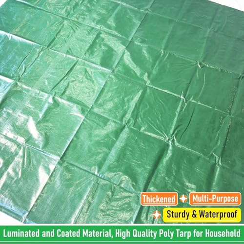 7x7 Ft Yard Garden Leaf Tarp W/ 4 Handles Waterproof Tarp for Sandbox Cover,Outdoor Tarpaulin,Lawn Debris,Landscape Pruning,Leaf Hauler,Tent Footprint,Camping Tent Mat,Patio Table,Yard Fire Pit Cover