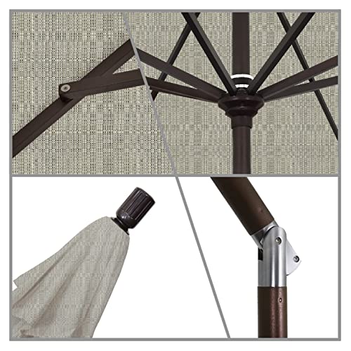 California Umbrella 9' Round Aluminum Patio Umbrella, Crank Lift, Collar Tilt, Bronze Pole, Woven Granite Olefin - color: Granite