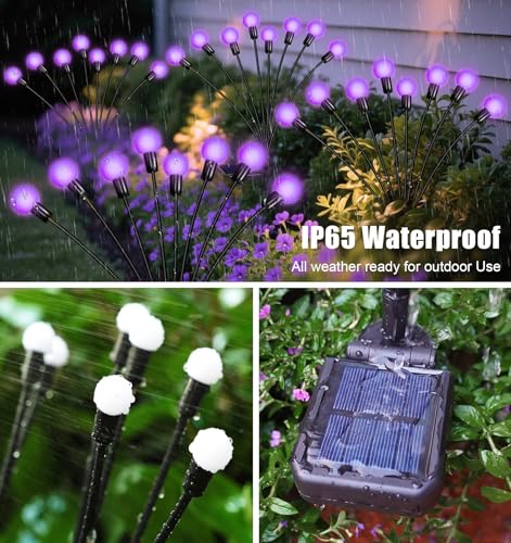 ZFNN Solar Garden Lights Outdoor, 4 Pack Firefly Swaying Lights Purple, Waterproof 6 Pack 36 Heads Garden Decor for Yard Patio Pathway Lawn, Gardening Gifts for Women Christmas Decoration - color: Purple, size: 6 Pack 36 LED